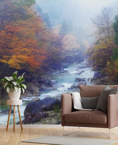 Misty Autumn River Wallpaper