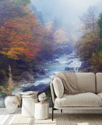 Misty Autumn River behang