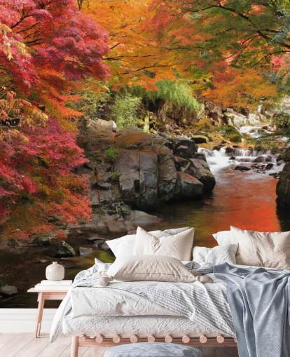 Carta da parati autunno fiume giapponese