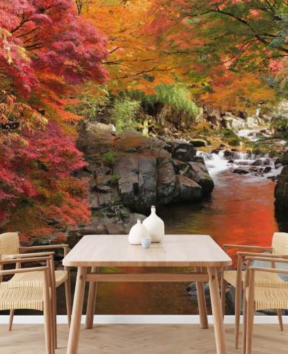 Carta da parati autunno fiume giapponese Carta da parati autunno fiume giapponese