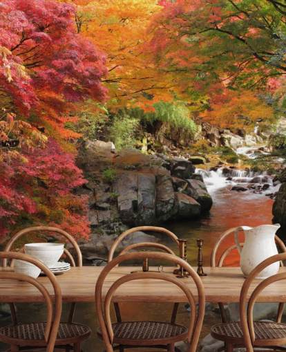 Carta da parati autunno fiume giapponese