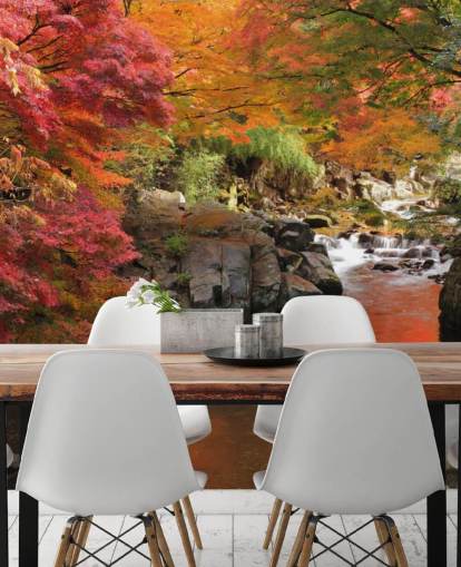 Herfst Japanse rivier behang