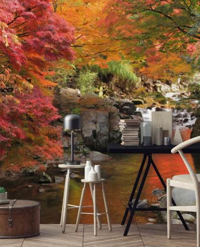 Autumn Japanese River Wallpaper