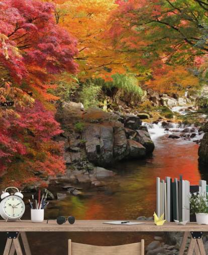 Carta da parati autunno fiume giapponese