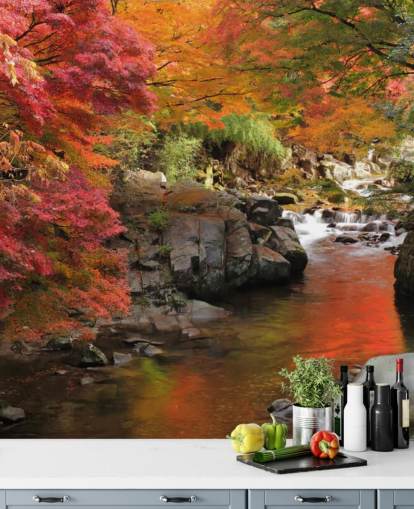 Herbst japanischer Fluss Wallpaper