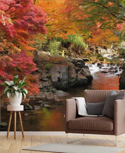 Carta da parati autunno fiume giapponese