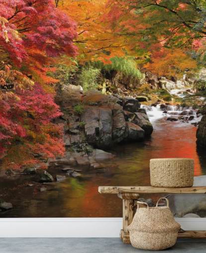 Herbst japanischer Fluss Wallpaper