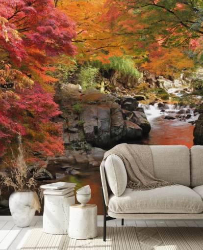 Herfst Japanse rivier behang