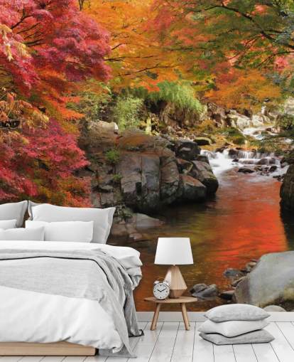 Fondo de pantalla de otoño río japonés