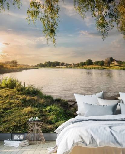 Rivier en boten behang Rivier en boten behang