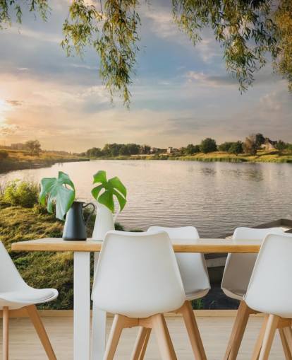 Rivier en boten behang