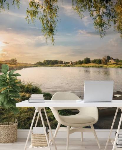 Rivier en boten behang