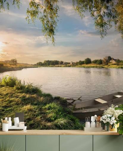 Rivier en boten behang