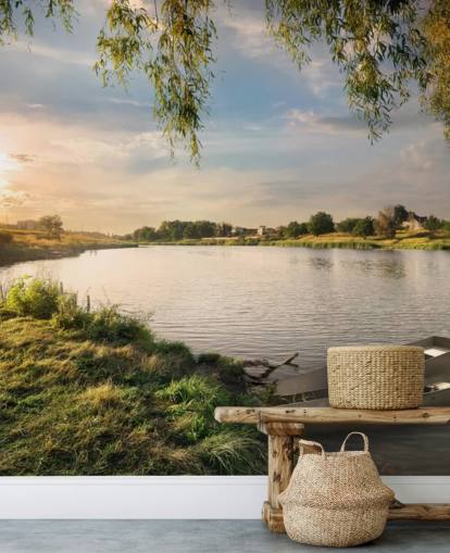 Rivier en boten behang Rivier en boten behang