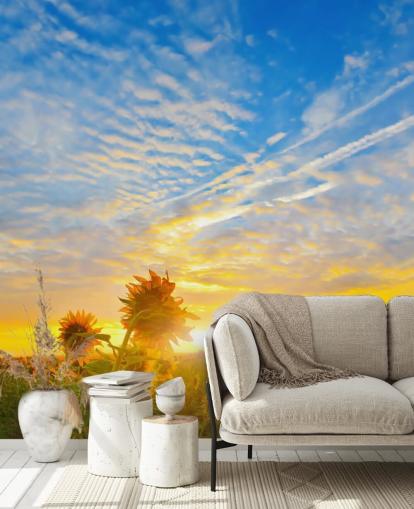 Mural de pared Girasoles al amanecer