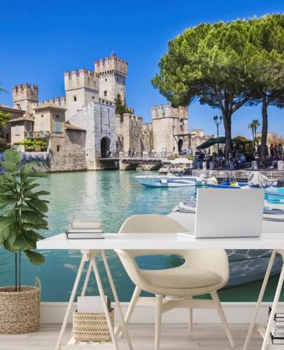 Papel de parede para celular gratis Beautiful Lake Garda, Castle Papel de parede para celular gratis Beautiful Lake Garda, Castle