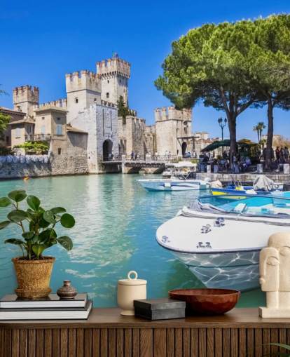 Papel de parede para celular gratis Beautiful Lake Garda, Castle