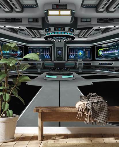 mural plateado de papel pintado personalizado de naves espaciales en 3D llamado Spaceship Deck para dormitorios de niños y adolescentes mural plateado de papel pintado personalizado de naves espaciales en 3D llamado Spaceship Deck para dormitorios de niños y adolescentes