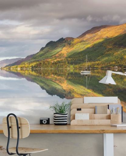 Lake with Boats Wallpaper