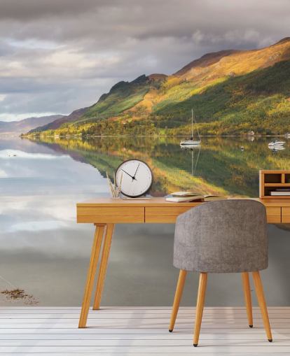 Lake med båter Bakgrunn