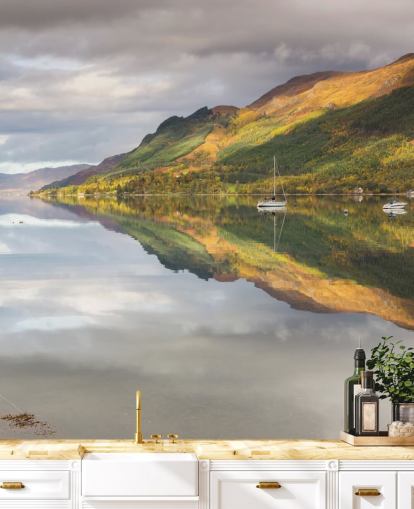 Fond d'écran lac avec des bateaux