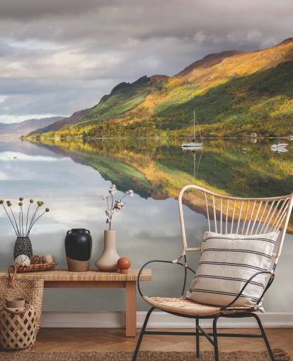 Lake med båter Bakgrunn