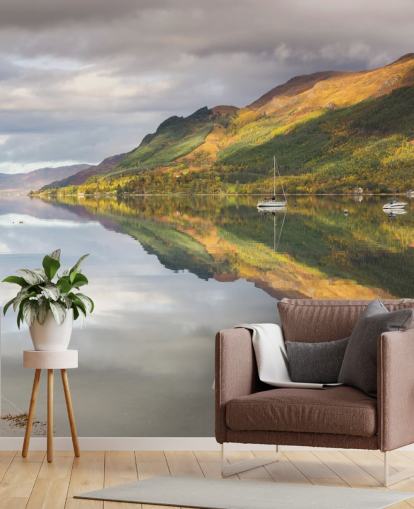 Lake med båter Bakgrunn