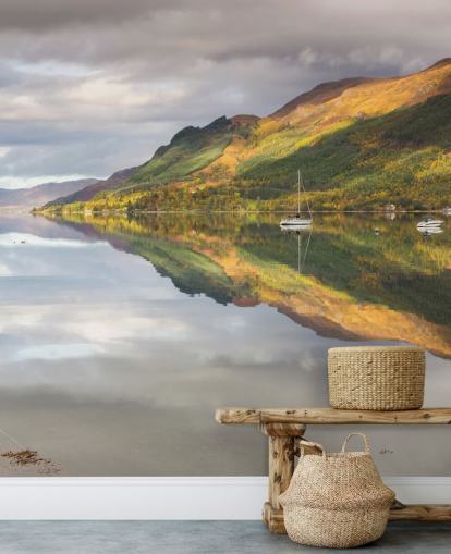 Lake med båter Bakgrunn