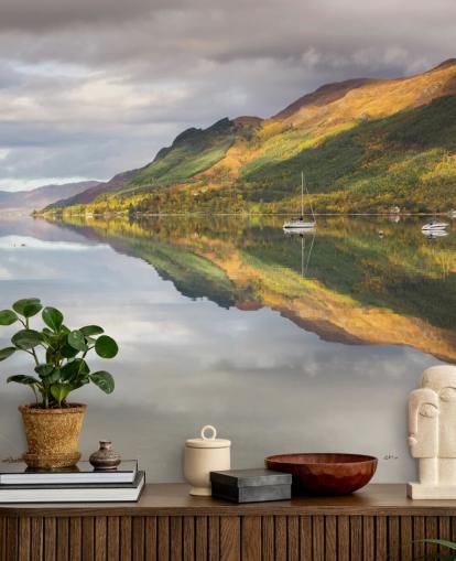 Lake with Boats Wallpaper