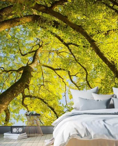mural de pared de árbol verde llamado Canopy de Phil McMenemy para dormitorios, salas de estar y oficinas en casa