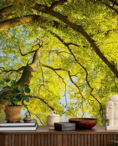 mural de pared de árbol verde llamado Canopy de Phil McMenemy para dormitorios, salas de estar y oficinas en casa