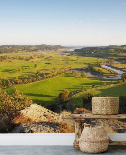 Decorazione murale con paesaggio in campagna verde