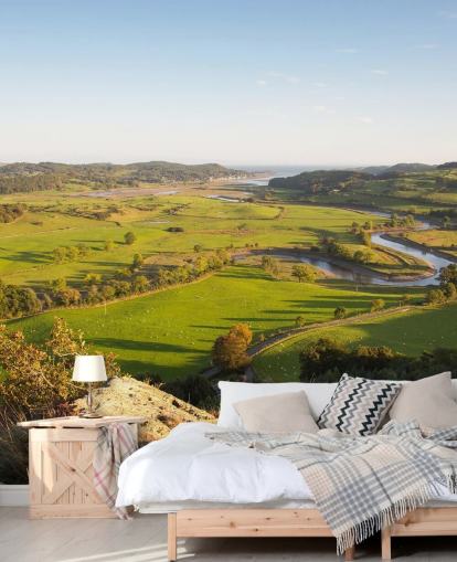 Sunset i Green Landskab Landskab Mural