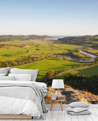 Decorazione murale con paesaggio in campagna verde