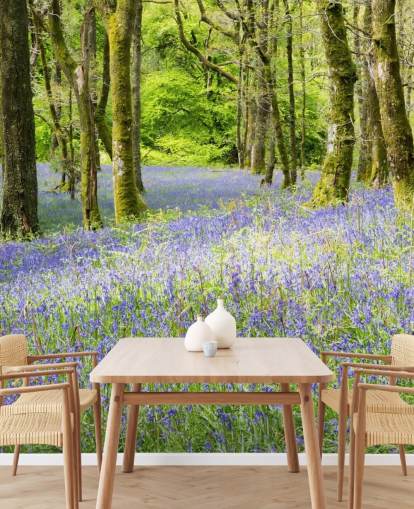 blue and green custom forest wallpaper mural called Into the Blue by Phil McMenemy for living rooms blue and green custom forest wallpaper mural called Into the Blue by Phil McMenemy for living rooms