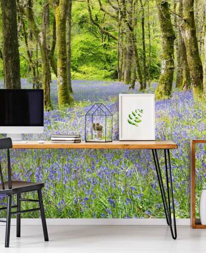 blue and green custom forest wallpaper mural called Into the Blue by Phil McMenemy for living rooms blue and green custom forest wallpaper mural called Into the Blue by Phil McMenemy for living rooms