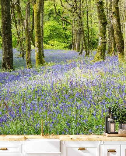 blue and green custom forest wallpaper mural called Into the Blue by Phil McMenemy for living rooms blue and green custom forest wallpaper mural called Into the Blue by Phil McMenemy for living rooms