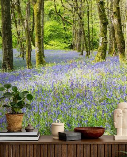 blue and green custom forest wallpaper mural called Into the Blue by Phil McMenemy for living rooms blue and green custom forest wallpaper mural called Into the Blue by Phil McMenemy for living rooms