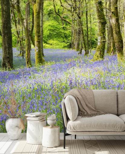 blue and green custom forest wallpaper mural called Into the Blue by Phil McMenemy for living rooms blue and green custom forest wallpaper mural called Into the Blue by Phil McMenemy for living rooms