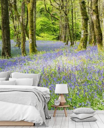 Floral Bluebell Scattered Woodland Mural