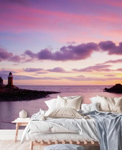 Decorazione murale con tramonto sulla costa rosa