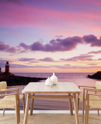 Pink Sunset at Coast Wall Mural