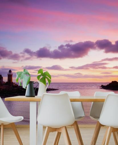 Rosa solnedgang på kysten veggmaleri Rosa solnedgang på kysten veggmaleri