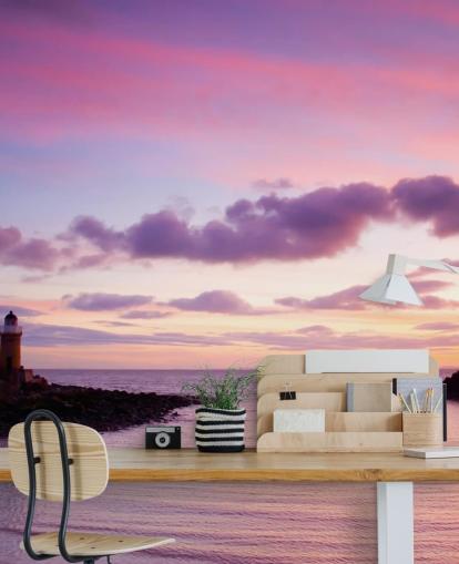 Pink Sunset at Coast Wall Mural