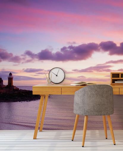 Pink Sunset at Coast Wall Mural