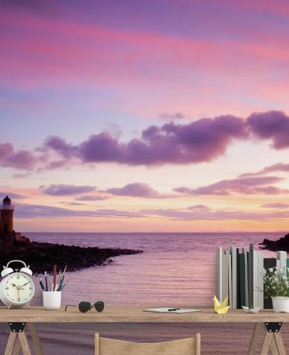 Decorazione murale con tramonto sulla costa rosa