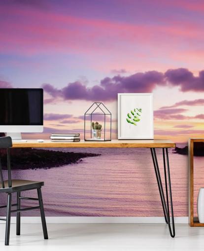 Decorazione murale con tramonto sulla costa rosa Decorazione murale con tramonto sulla costa rosa