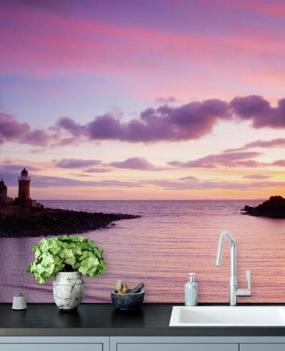 Portpatrick Lighthouse at Sundown Sunset Wallpaper