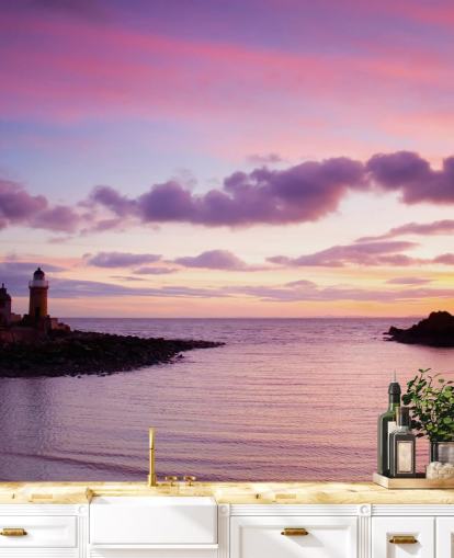 Pink Sunset at Coast Wall Mural