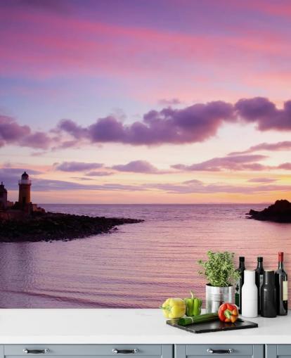 Pink Sunset at Coast Wall Mural